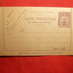 Carte Postala Pneumatique cu timbru telegraf 1,5 fr violet fix ,necirc.