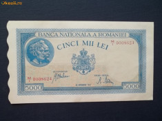 BANCNOTA 5.000 LEI - 28 septembrie 1943 - XF - UNC ( NR 69 ) foto