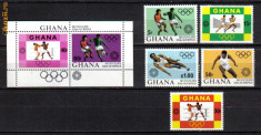 = GHANA MUNCHEN 1972 MI. 472-76 ,BLOC 46 MNH foto