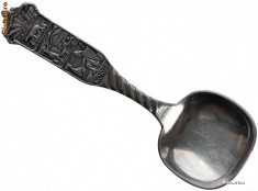Lingurita de botez Norvegia - argintata - motiv vikingi, urs polar foto
