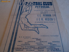 Program fotbal PETROLUL Ploiesti - FCM RESITA 05.03.1978 foto