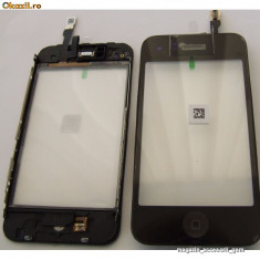 Fata geam sticla digitizer touchscreen touch screen rama silicon cauciuc buton home ok menu meniu folie banda flex Apple iPhone 3GS 8GB 16GB 32GB NOUA foto