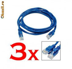 Set 3 Cabluri de Retea LAN = 3x RJ45 UTP Patch Cord === 3La10Lei === foto