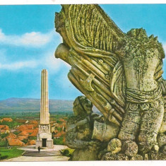 carte postala(ilustrata)-ALBA IULIA-Obeliscul si vedere partiala a orasului