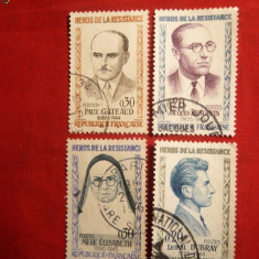 Serie- Eroi ai Rezistentei V -1961 Franta , 4 val. stamp.