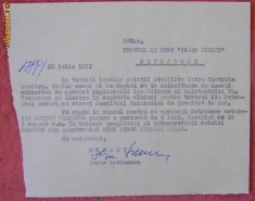 Adresa, Teatrul de Stat Valea Jiului, cu semnatura lui Horia Lovinescu, 1972