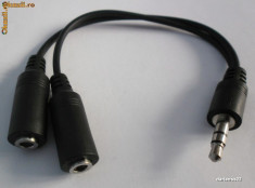 Adaptor jack stereo cu divizor 3,5 mm cu doua iesiri foto