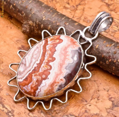 Oferta!!!NATURAL CRAZY LACE AGATE 2&amp;quot; PENDANT 925 STERLING SILVER PLATED, superb!! foto