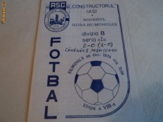 Program fotbal Constructorul IASI - Minerul Gura Humorului 08.10.1978 foto