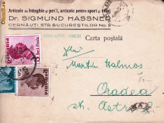 CARTE POSTALA DR SIGMUND HASSNER,ART DE FRANGHIE SI PERR,ART.DE SPORT SI VOIAJ 17.03.1939-OCPP 7 foto