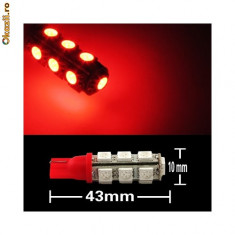 Led bec T10 W5W pozitie 13 smd 5050 de culoare rosie foto