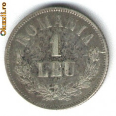 ROMANIA 1 LEU 1873 ARGINT PIESA DEOSEBITA CU PATINA STARE EXCELENTA SPRE AUNC