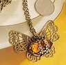 Dragut colier fashion cu pandantiv in forma de fluture, de culoarea bronzului cu cristal galben foto