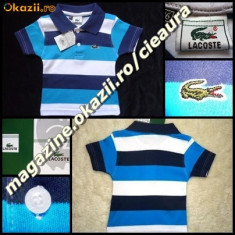 TRICOU POLO firma brand LACOSTE COPII VARSTA 10 11 12 ANI DUNGI ORIZONTALE ALB IMACULAT TURCOAZ BLEUMARIN BUMBAC 100% TRICOURI BAIETEI COLECTIE NOUA foto