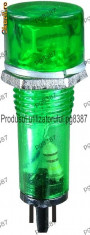 Indicator cu bec, 220V, 12x38mm, verde - 124811 foto