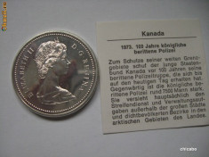 CANADA 1973 DOLLAR - MONEDA ARGINT PP - POLITIA CALARE foto