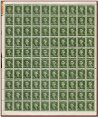 Romania 1940 - Ajutorul Legionar, C.Z. Codreanu, coala 100 timbre x 5 Lei verde foto