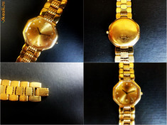 Ceas original dama - Vintage Christian Dior - placat cu Aur - cadran hexagonal - ore Diamante foto