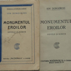 Ion Dongorozi , Monumentul eroilor , Nuvele si schite , interbelica , editia 1