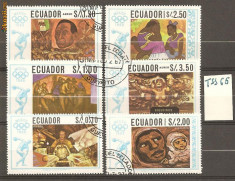 TSS65 ECUADOR, PICTURI, ( MEXIC 1968 ), 1967, SERIE COMPLETA, 6 VALORI, STAMPILATA foto