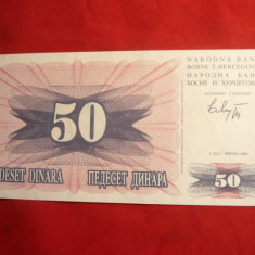 Bancnota 50 Dinari 1992 Bosnia si Hertegovina , cal.NC