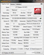 Sapphire ATI Radeon HD 5670, 512MB,DDR5. foto