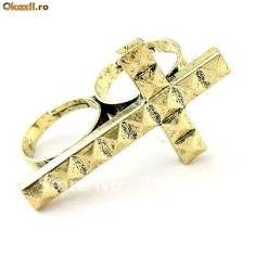 Inel pentru 2 degete in forma de cruce foto