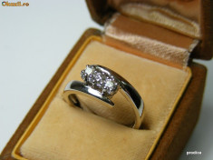 Inel aur alb 18 k ct cu diamante Diametru 15.70mm foto