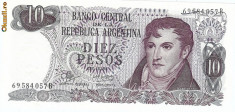 ARGENTINA BANCNOTA 10 PESOS UNC - NECIRCULATA foto