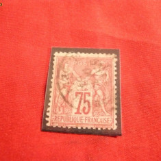 Timbru 75 C 1876 Franta ,tip I ,carmin ,stamp. ,alegorie , dant.