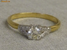 superb inel antic aur 18K si platina cu diamant natural 0,50CT VS1 !!! foto