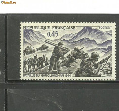 Franta 1969 - VICTORIE MARESAL JUIN, TANCURI, SOLDATI INFANTERIE WWII, MNH, B18 foto