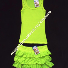 SET MAIOU FUSTA MINI VERDE FOSFORESCENT NEON 3 VOLANE 100% BUMBAC VARA PLAJA