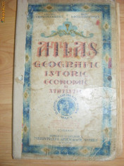 Atlas geografic istoric economic si statistic-Gen.Const Teodorescu,Prof.N.A.Constantinescu,original,1935,RARITATE foto