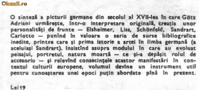 Gotz Adriani - Pictura germana in secolul al XVII-lea foto
