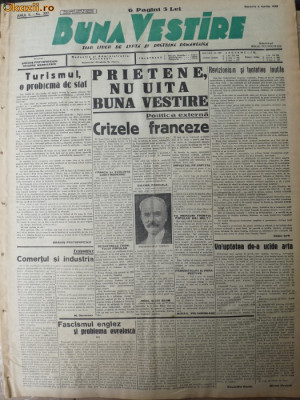 Buna Vestire , ziar legionar , nr. 327 , 9 aprilie 1938 foto