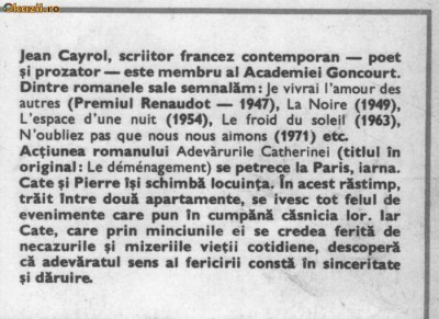 Jean Cayrol - Adevarurile Catherinei foto