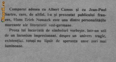 Hans Erich Nossack - Interviu cu moartea foto
