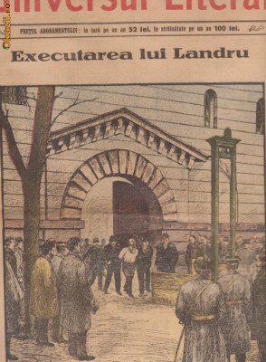 Ziarul Universul : Executarea ucigasului Landru,gravura - 1922 foto