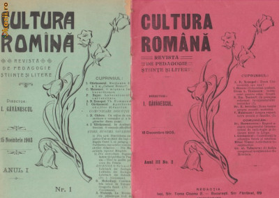 3 nr. Cultura Romana - revista de pedagogie (1903-1905) foto