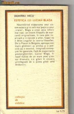 Dumitru Micu - Estetica lui Lucian Blaga foto