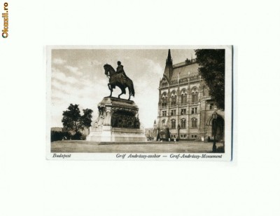 CP179-28 Budapest(Budapesta)Grof Andrssy-szobor-circulata1928 foto