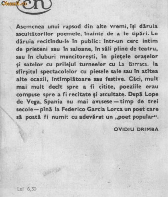 Ovidiu Drimba - Federico Garcia Lorca - rapsodul foto