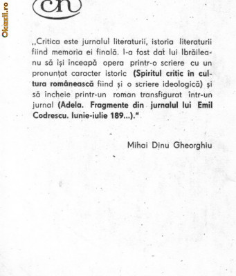 Mihai Dinu Gheorghiu - Ibraileanu - romanul criticii foto