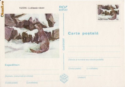 Intreg postal -Animale cu blana-vizon foto