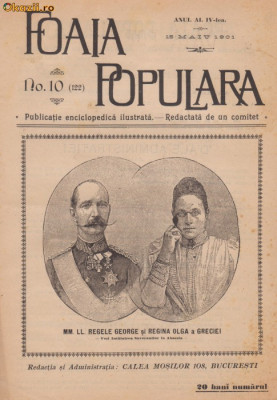 Revista ilustrata Foaia Populara din 15 mai 1901 (Bucuresti foto