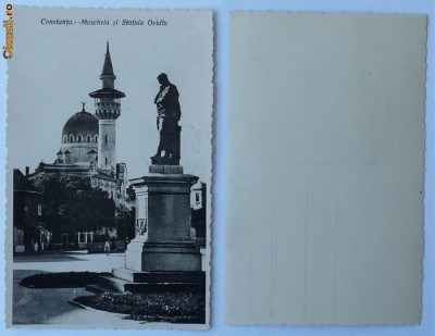 Constanta , Moscheia si statuia Ovidiu , interbelica , stare excelenta foto