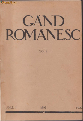 Gand Romanesc - revista de cultura 1933,Cluj,dir.Ion Chinezu foto