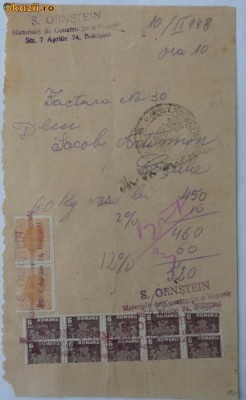 Factura , 1948 , 12 timbre foto