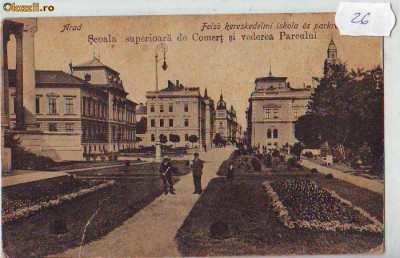 B2047 Arad Scoala Superioara de Comert 1918 necirculata foto